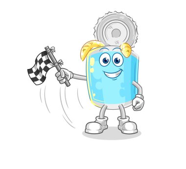 Balık konservesi bitiş bayrağı. karikatür maskotu vektosu