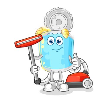 Konserve balık vakumla temizlendi. karakter vektosu