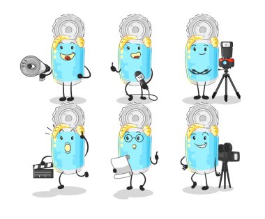 Konserve balık eğlence grubu karakteri. karikatür maskotu vektosu