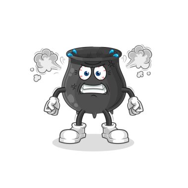 Kazan çok kızgın bir maskot. çizgi film vektosu