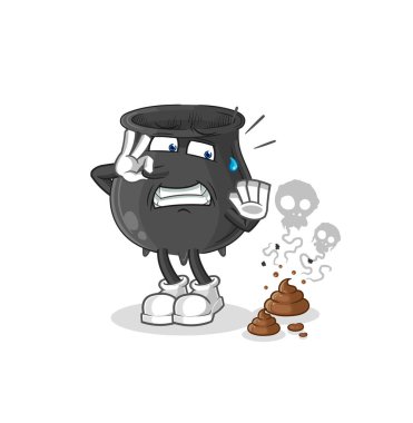 Kokuşmuş atık resimli kazan. karakter vektosu