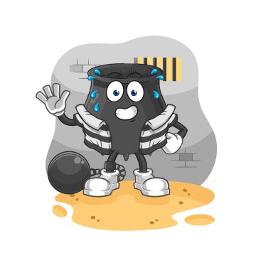 Hapisteki kazan suçlusu. karikatür