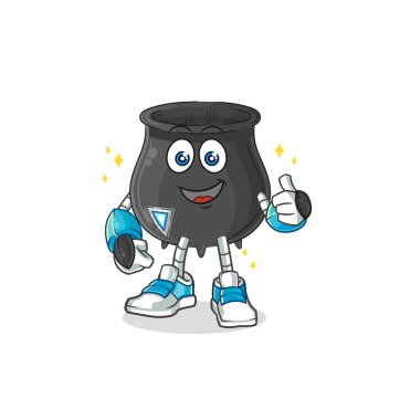 Kazan robot karakteri. karikatür maskotu vektosu