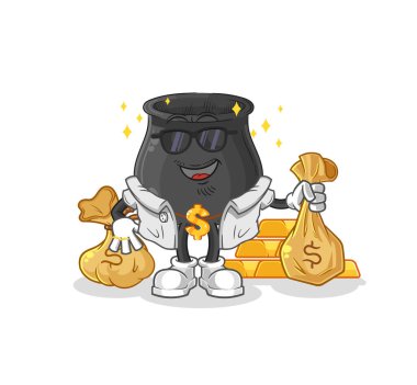 Kazan zengini karakter. karikatür maskotu vektosu