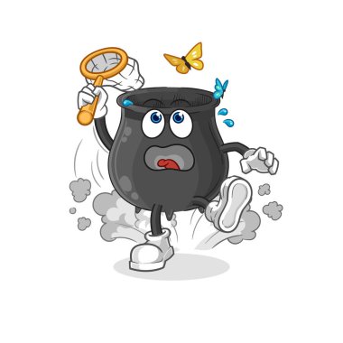 Kazan kelebek resimlerini yakalıyor. karakter vektosu