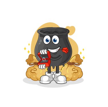 Kazan yüzükle teklif ediyor. karikatür maskotu vektosu