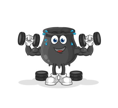 Kazan ağırlığı idman illüstrasyonu. karakter vektosu