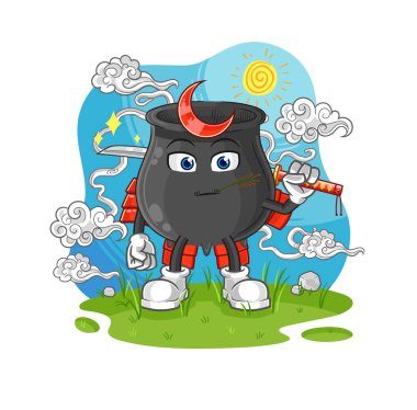 Samuray karikatürü. karikatür maskotu vektosu