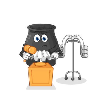 Kazan hakimi tokmağı tutuyor. karakter vektosu