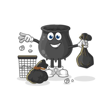 Kazan. Çöp maskotu. çizgi film vektosu