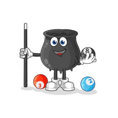 Kazan bilardo karakterini canlandırıyor. karikatür maskotu vektosu