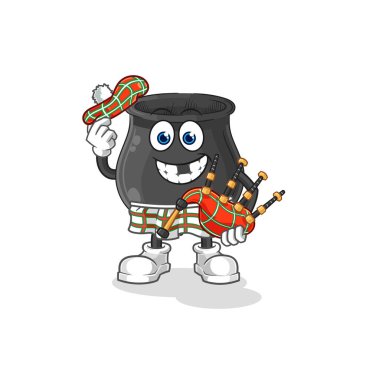 Gayda taşıyıcısı olan İskoç kazanı. karikatür