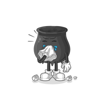 Kazan burnu sümküren karakter. karikatür maskotu vektosu