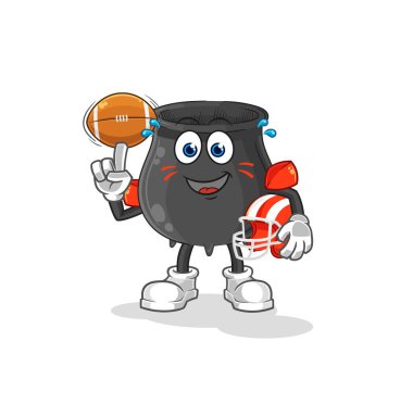 Rugby karakterini oynayan kazan. karikatür maskotu vektosu