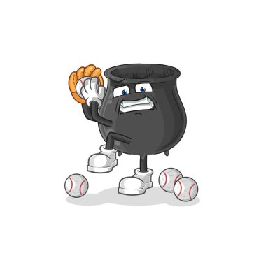 Kazan beysbol atıcısı çizgi filmi. karikatür maskotu vektosu