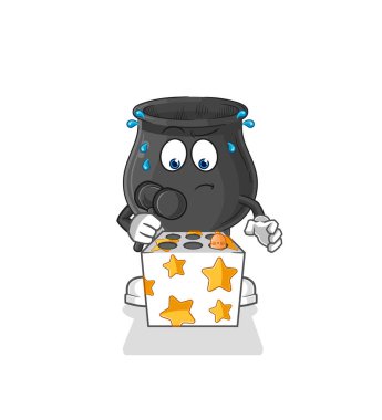 Kazan, köstebek maskotuna vuruyor. çizgi film vektosu