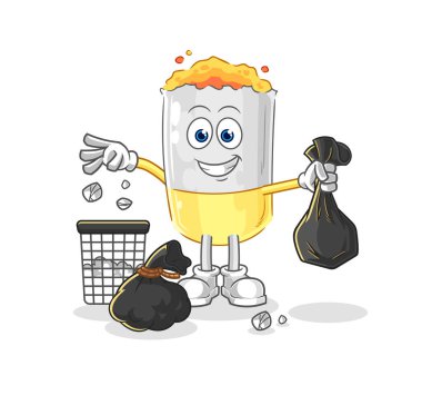 Sigara, çöp maskotu. çizgi film vektosu