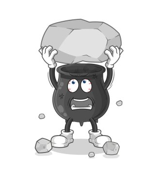 kazan kaldırıyor kaya çizgi film karakteri vekto