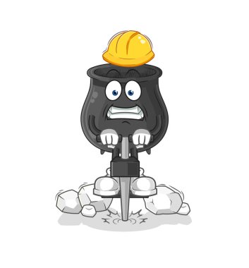 Kazan matkabı zemin çizgi film karakteri vektosu