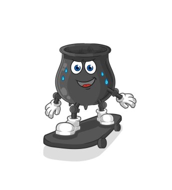 Kaykay süren kazan çizgi film karakteri vekto