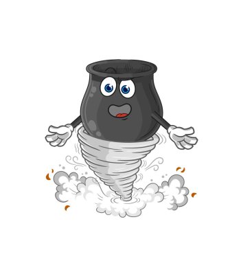 Kasırga çizgi film karakteri vektosu içindeki kazan.