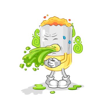 Sigara kusmuğu çizgi filmi. karikatür maskotu vektosu