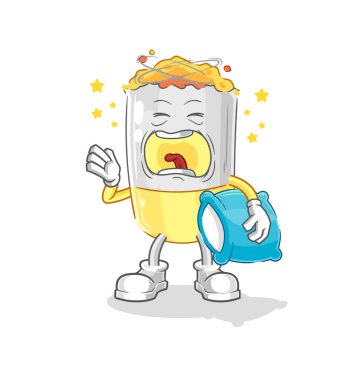 Sigara esneme karakteri. karikatür maskotu vektosu