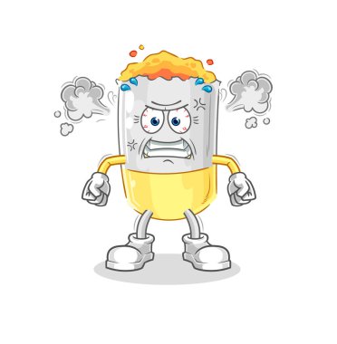 Sigara çok kızgın bir maskot. çizgi film vektosu