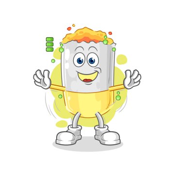 Sigara dolu batarya karakteri. karikatür maskotu vektosu