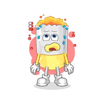 Sigarası düşük batarya maskotu. çizgi film vektosu