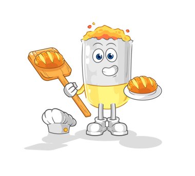 Ekmekli sigara fırını. karikatür maskotu vektosu