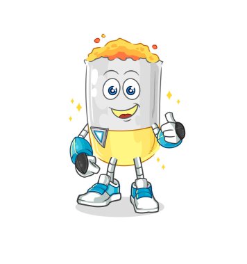 Sigara robotu karakteri. karikatür maskotu vektosu