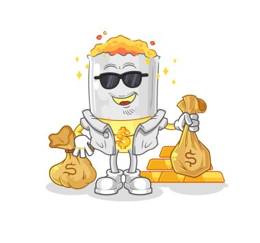 Sigara zengini karakter. karikatür maskotu vektosu