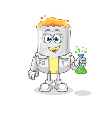 Sigara bilimci karakteri. karikatür maskotu vektosu