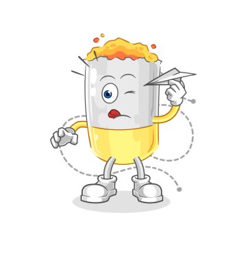 Kağıt uçak karakterli sigara. karikatür maskotu vektosu