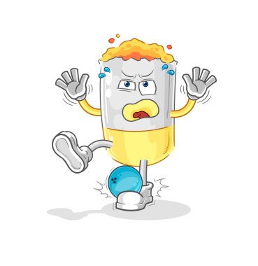 Bovling çizgi filminin izmariti. karikatür maskotu vektosu