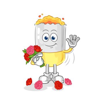 Buket maskotlu sigara. çizgi film vektosu