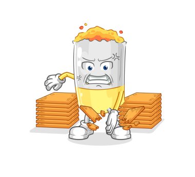 Sigara karatesi maskotu. çizgi film vektosu