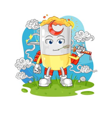 Samuray çizgi filmi. karikatür maskotu vektosu