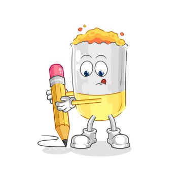 Sigara kalemle yazılır. karikatür maskotu vektosu