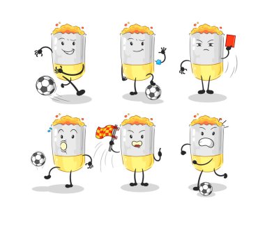 Sigara futbol grubu karakteri. karikatür maskotu vektosu