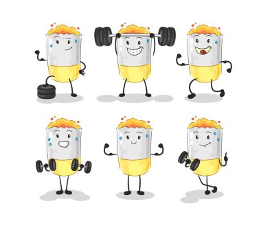 Sigara egzersizi karakteri. karikatür maskotu vektosu