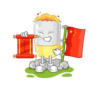 Çin sigarası karikatürü. karikatür maskotu vektosu
