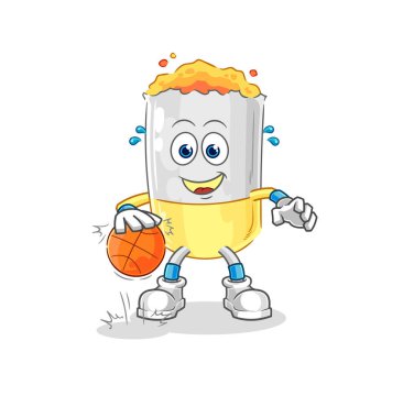 Sigara damlatan basketbol karakteri. karikatür maskotu vektosu