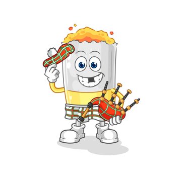 Gayda taşıyıcısı olan sigara İskoçyalı. karikatür