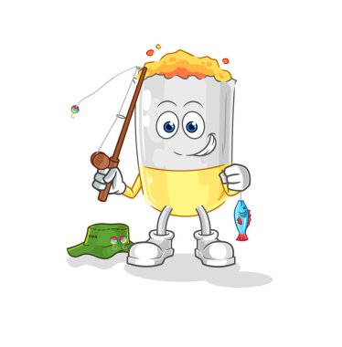 Sigara balıkçılığı illüstrasyonu. karakter vektosu