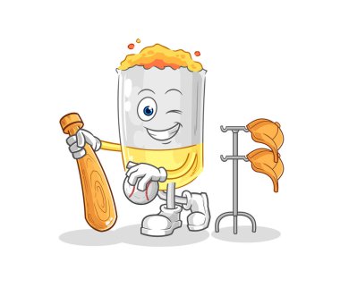 Beyzbol maskotu oynayan sigara. çizgi film vektosu