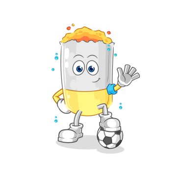 Futbol oynayan sigara illüstrasyonu. karakter vektosu