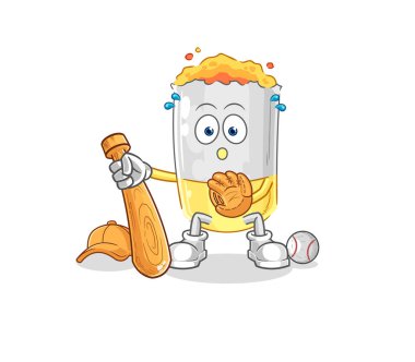 Sigara beyzbolu yakalayıcı çizgi filmi. karikatür maskotu vektosu