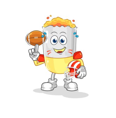 Rugby oynayan sigara karakteri. karikatür maskotu vektosu